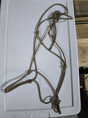 Draft Size Braided Rope Halter in Tan and Black